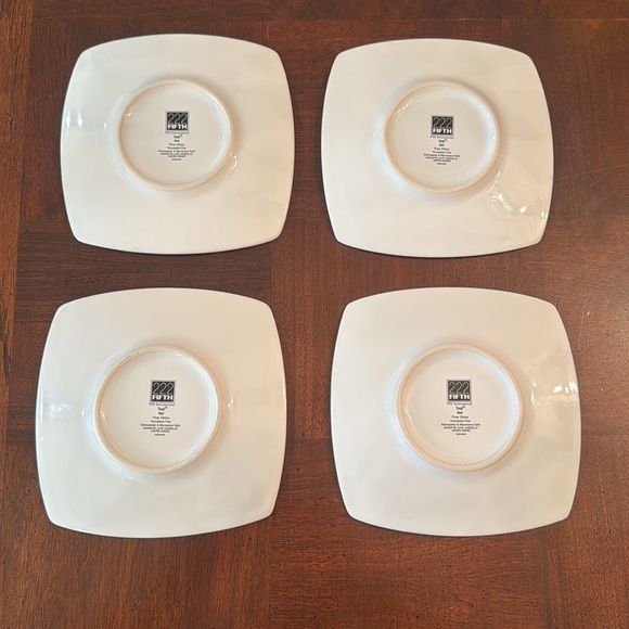 Red Christmas Tree Plates Partridge Holiday Cookie Dessert 222 Fifth Tivoli - Picture 6 of 10